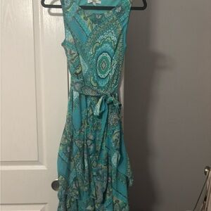 Elegant Teal Paisley Dress